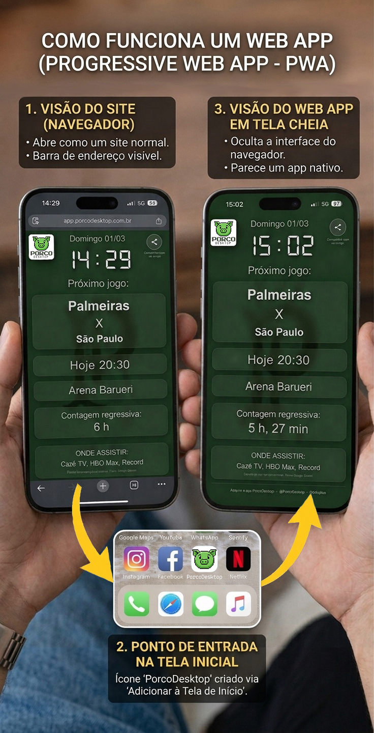 Exemplo de Web App na tela inicial